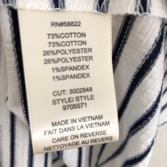 Max Studio navy and white striped sleeveless top. - Picture 6 of 7